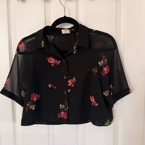 Wilfred Black Floral Sheer Blouse